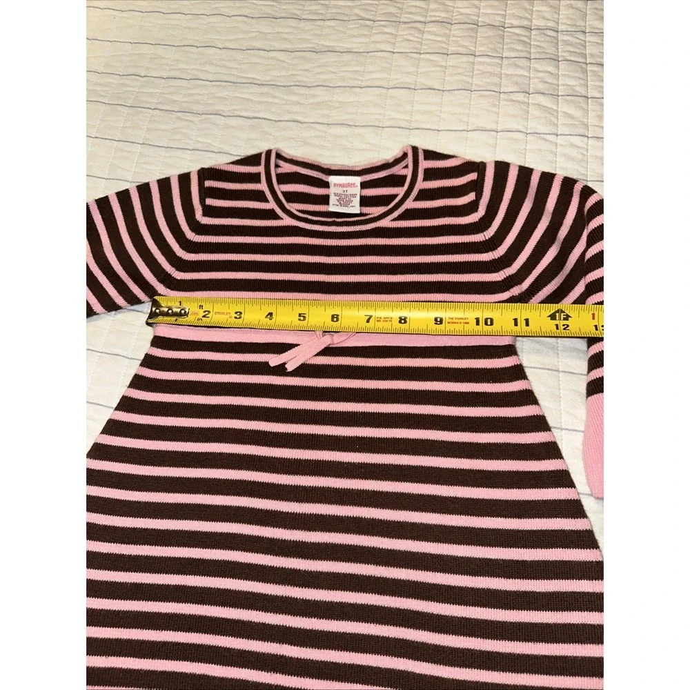 Gymboree Girls 2T Pink Brown Striped Cotton Knit Sweater Dress Long Sleeve Bow‎